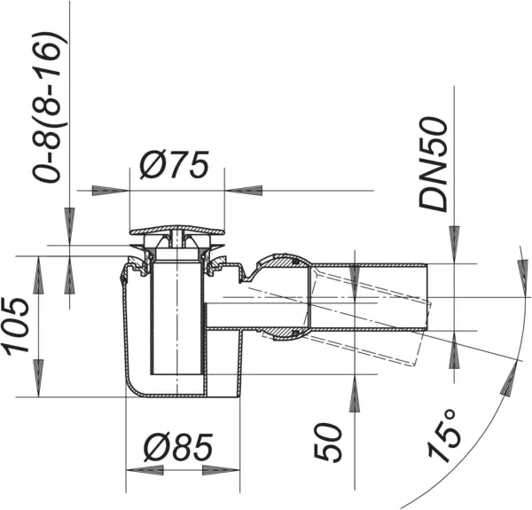 Duschwannenablauf SOLOS, Haube verchromt, DN 50 Duschwannenablauf SOLOS, Haube verchromt, DN 50