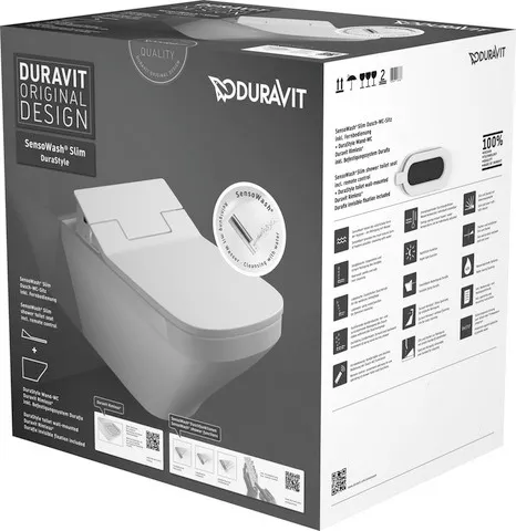 Duravit Wand-Tiefspül-WC inkl. SensoWash® Slim-Sitz „DuraStyle“ 37,6 × 62 × 10,6 cm in, Befestigung verdeckt