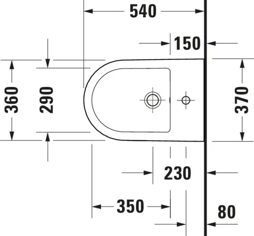 Duravit Wand-Bidet „D-Neo“, Befestigung verdeckt 37 × 54 × 27 cm