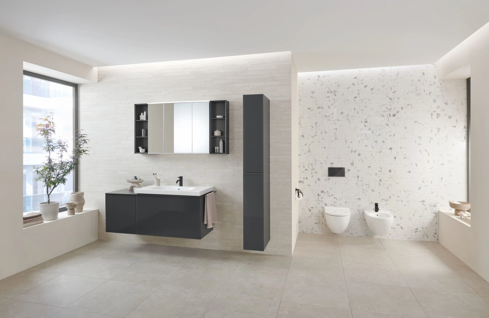 Wand-Bidet „Acanto“, mit Überlauf 35,5 × 27,5 × 53 cm