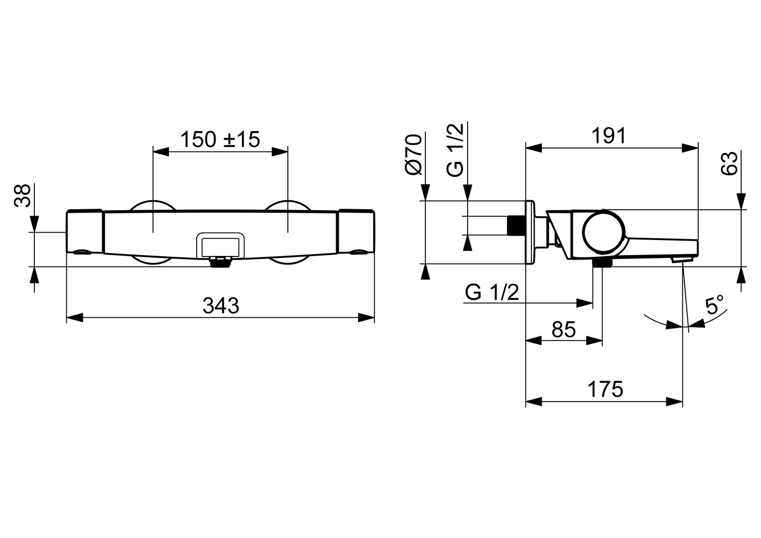 Wannenfüll- und Brausebatterie OPTIMA 6513 Chrom