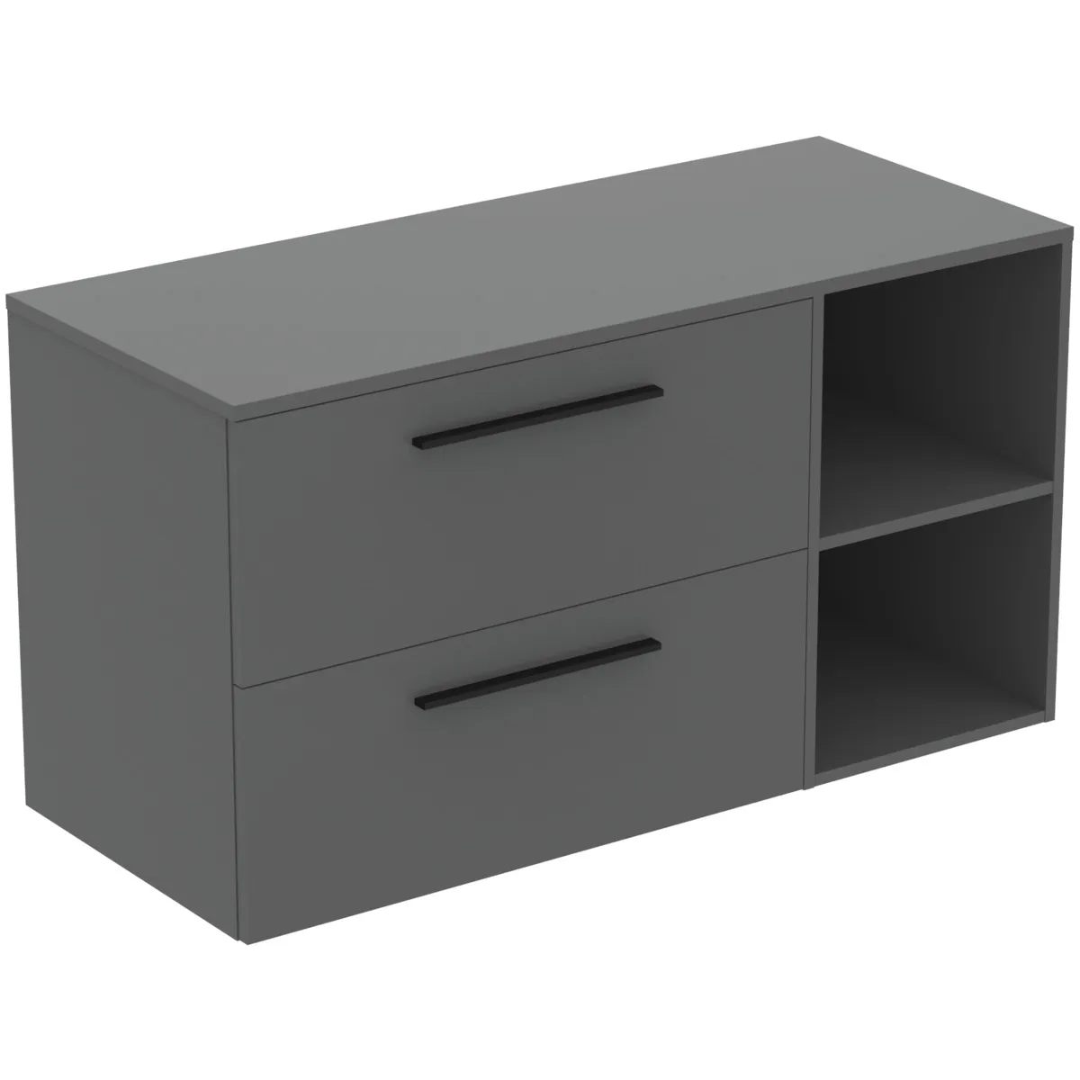 Ideal Standard i.life B 120cm Möbel-Set 2 Auszüge 2 offene Fächer Schwarz Quarzgrau Ideal Standard i.life B 120cm Möbel-Set 2 Auszüge 2 offene Fächer Schwarz Quarzgrau