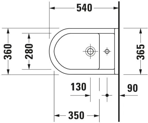 Duravit Wand-Bidet „Starck 3“, Befestigung verdeckt 36,5 × 54 × 33,5 cm