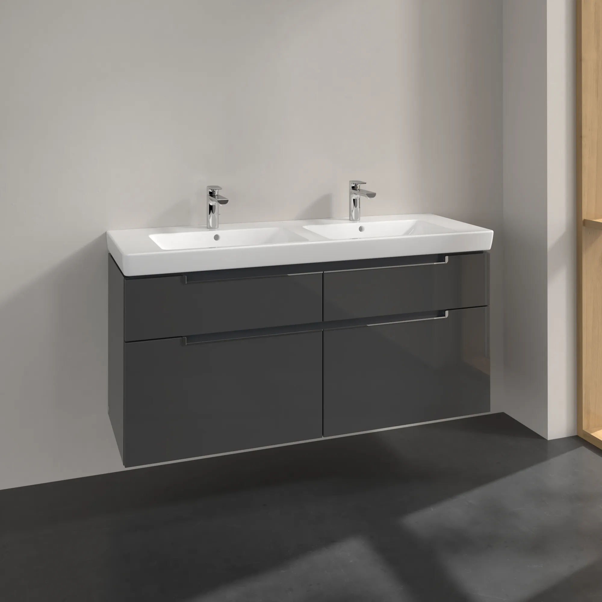 Villeroy & Boch Subway 2.0 Waschbeckenunterschrank A91710, 1287 x 590 x 449 mm, Glossy Grey