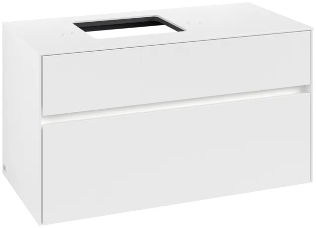 Villeroy & Boch Waschtischunterschrank „Collaro“ 1000 × 548 × 500 mm Weiß Matt, mit Beleuchtung, für Becken links Villeroy & Boch Waschtischunterschrank „Collaro“ 1000 × 548 × 500 mm Weiß Matt, mit Beleuchtung, für Becken links