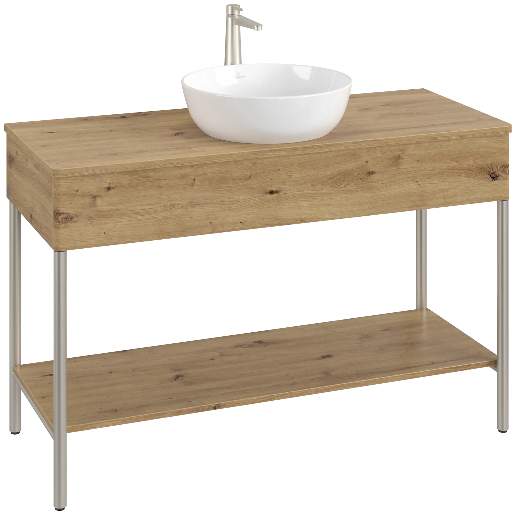 Villeroy & Boch Waschbeckenunterschrank Artis L65050TS, Eckig Oak Natural Touch, 1.200 x 782 x 500 mm, mit Metallgestell, Beleuchtung, Push-to-open Funktion Villeroy & Boch Waschbeckenunterschrank Artis L65050TS, Eckig Oak Natural Touch, 1.200 x 782 x 500 mm, mit Metallgestell, Beleuchtung, Push-to-open Funktion