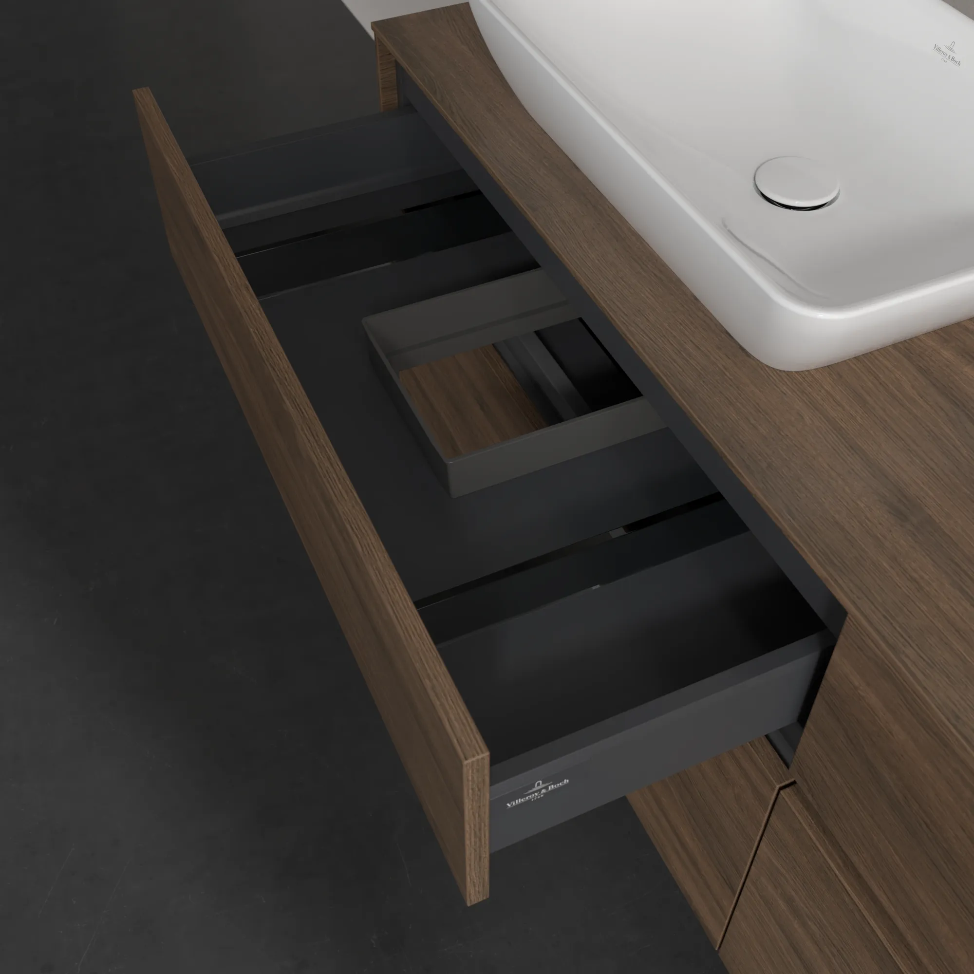 Villeroy & Boch Waschbeckenunterschrank Collaro Arizona Oak, 1600x548x500 mm, 2 Waschbecken, SoftClosing, 4 Auszüge