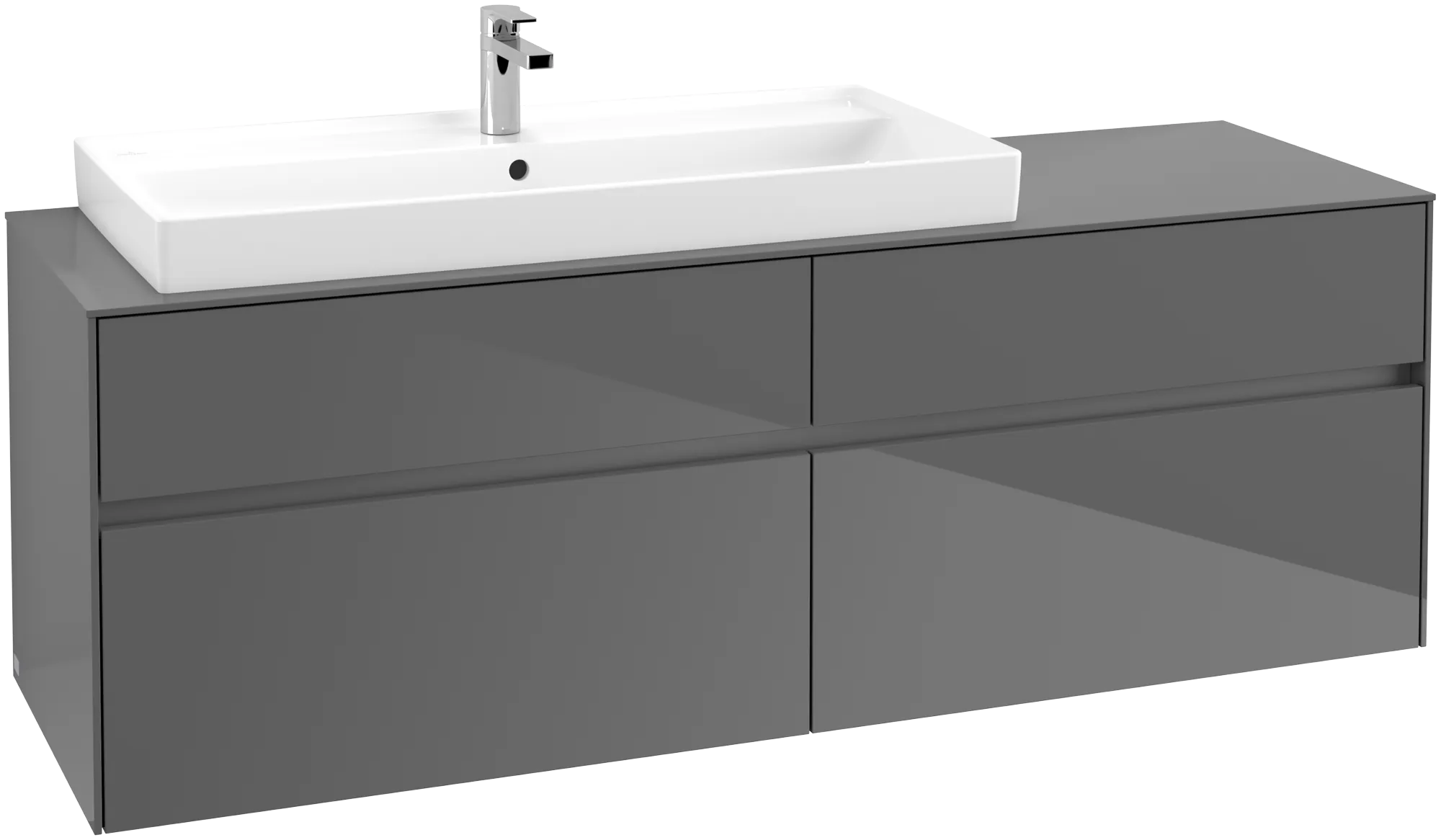 Villeroy & Boch Collaro Waschbeckenunterschrank C029B0, 1600 x 548 x 500 mm, links, Glossy Grey