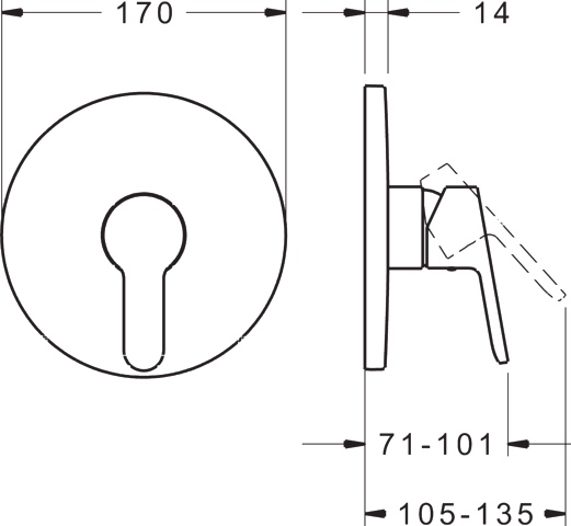 HA Einhebelmischer Fertigmontageset für Brausebatterie HANSAPRIMO 8991 Rosette rund Chrom