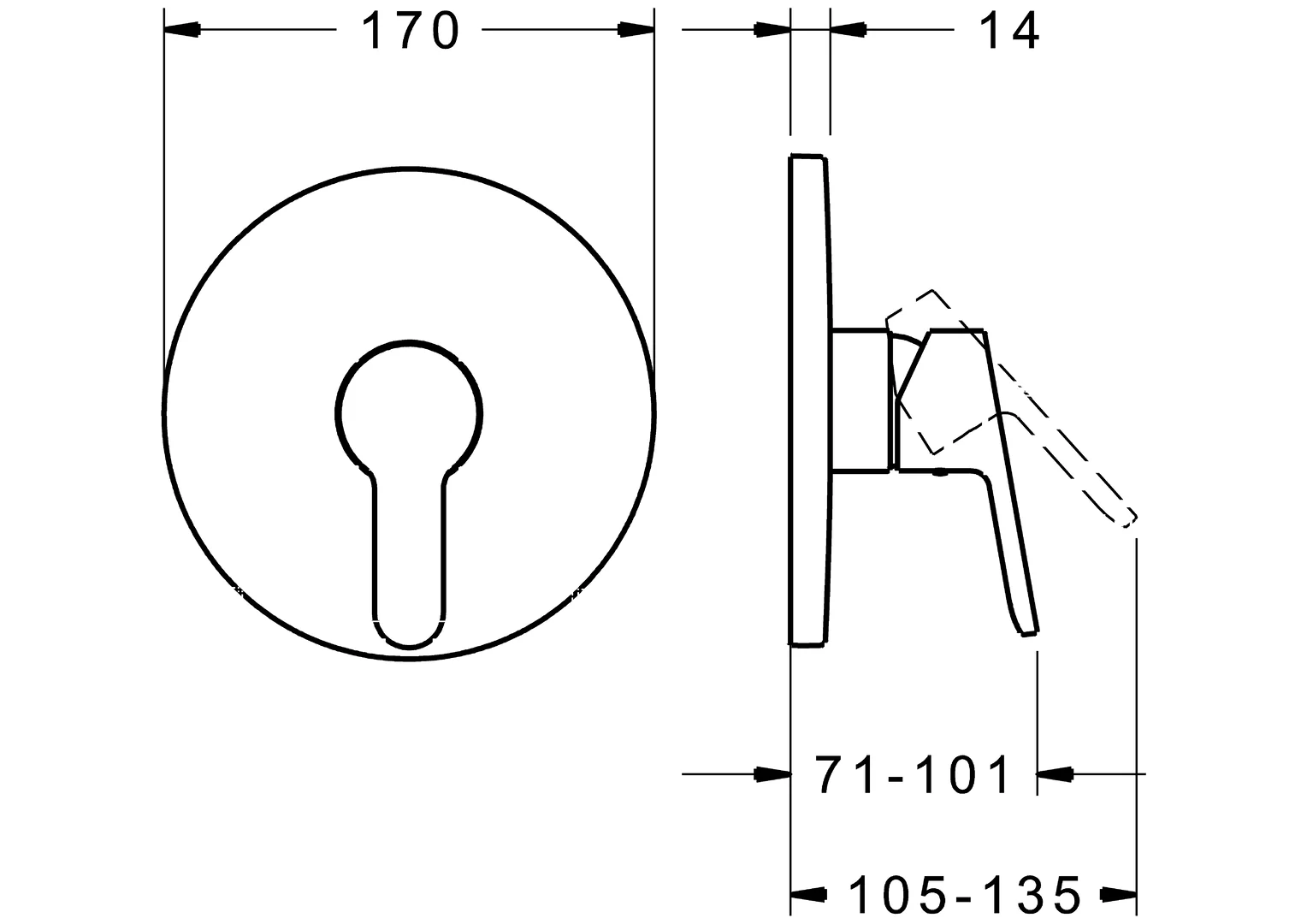 HansaPRIMO Duscharmatur Einhebelmischer Fertigmontageset für Brausebatterie 8991 Rosette rund Chrom