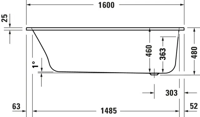 Duravit Whirlwanne „Qatego“ rechteck 160 × 70 cm, Fußablauf