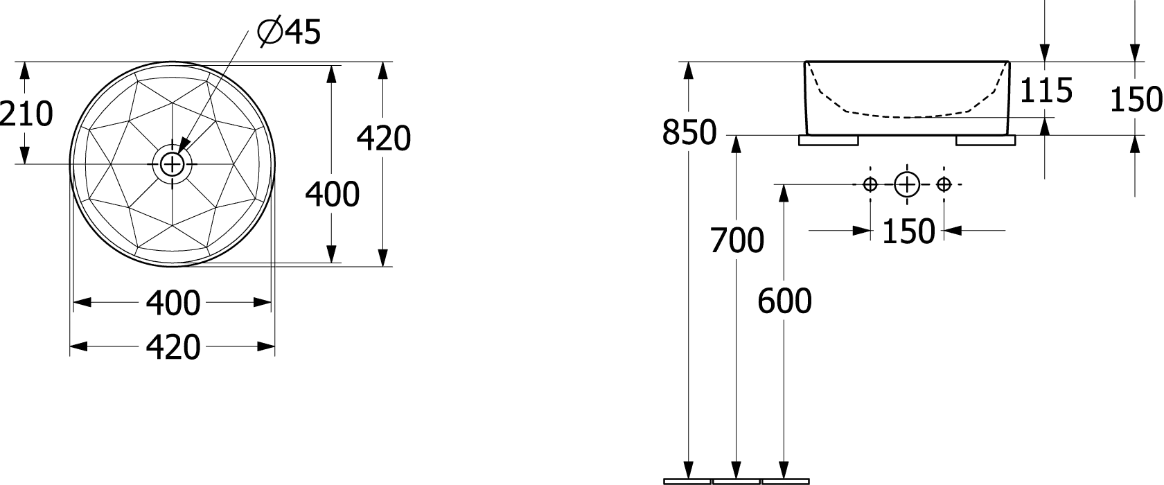 Villeroy & Boch Aufsatzwaschtisch „Octagon“ ⌀ 413 mm in Pure Black, mit CeramicPlus Villeroy & Boch Aufsatzwaschtisch „Octagon“ ⌀ 413 mm in Pure Black, mit CeramicPlus