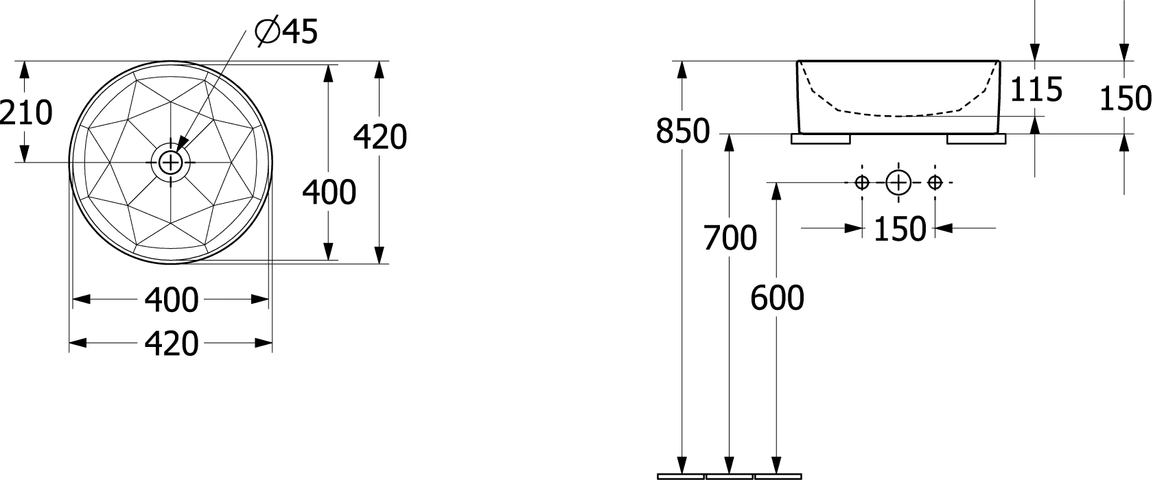 Villeroy & Boch Aufsatzwaschbecken Octagon 5A5640, 418x418mm, Rund, ohne Überlauf, Pure Black CeramicPlus Villeroy & Boch Aufsatzwaschbecken Octagon 5A5640, 418x418mm, Rund, ohne Überlauf, Pure Black CeramicPlus