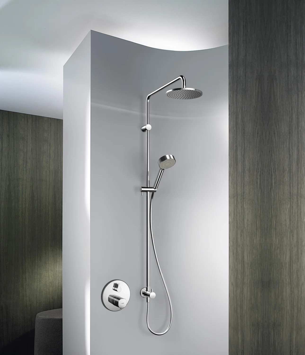 HansaLIVING Duscharmatur Thermostat Fertigmontageset für Brausebatterie 8113 Rosette rund Chrom HansaLIVING Duscharmatur Thermostat Fertigmontageset für Brausebatterie 8113 Rosette rund Chrom