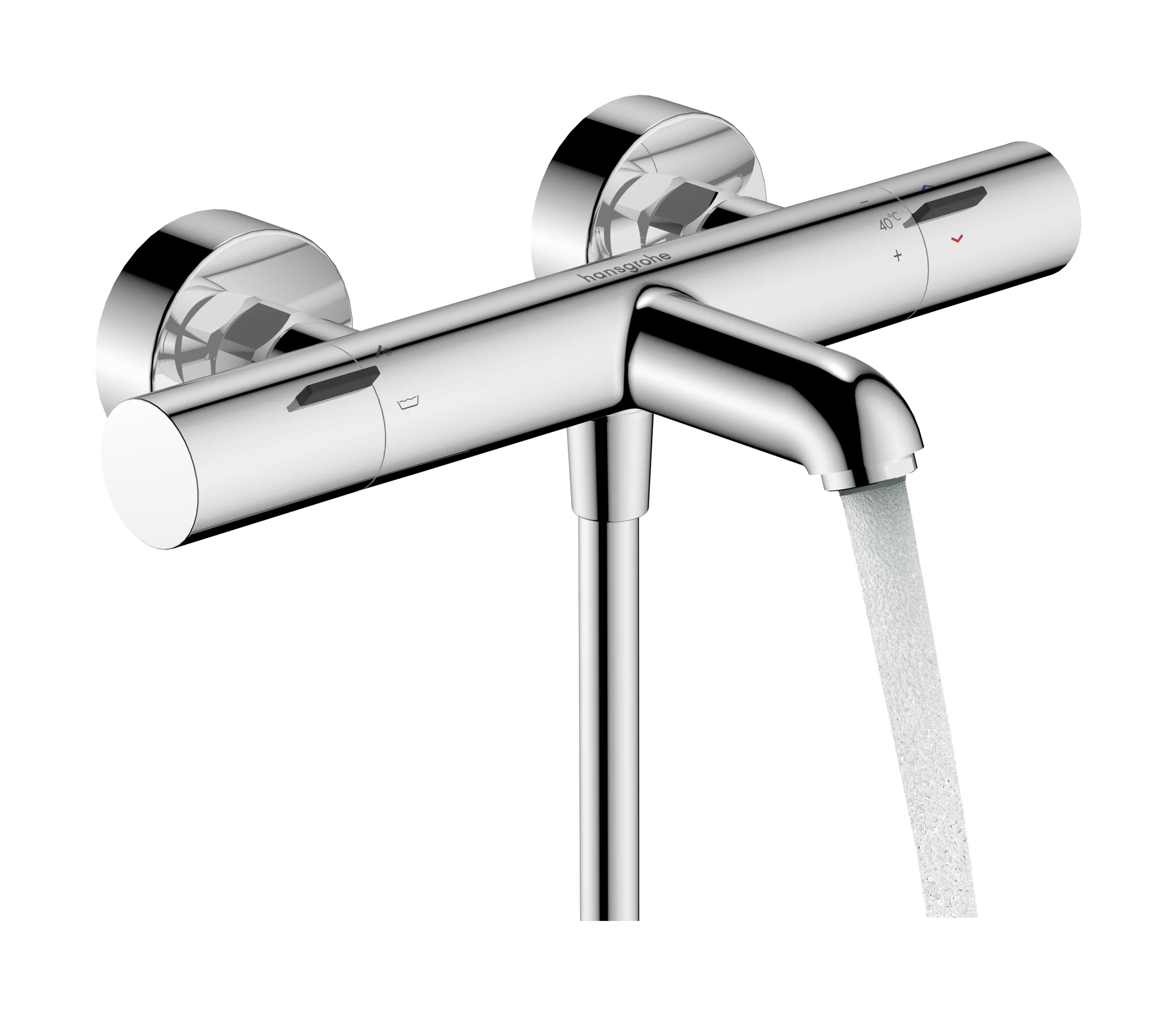 Hansgrohe Ecostat Fine Wannenthermostat Aufputz Chrom, Ausladung 177 mm, 2 Verbraucher, Temperatur- und Volumensteuerung