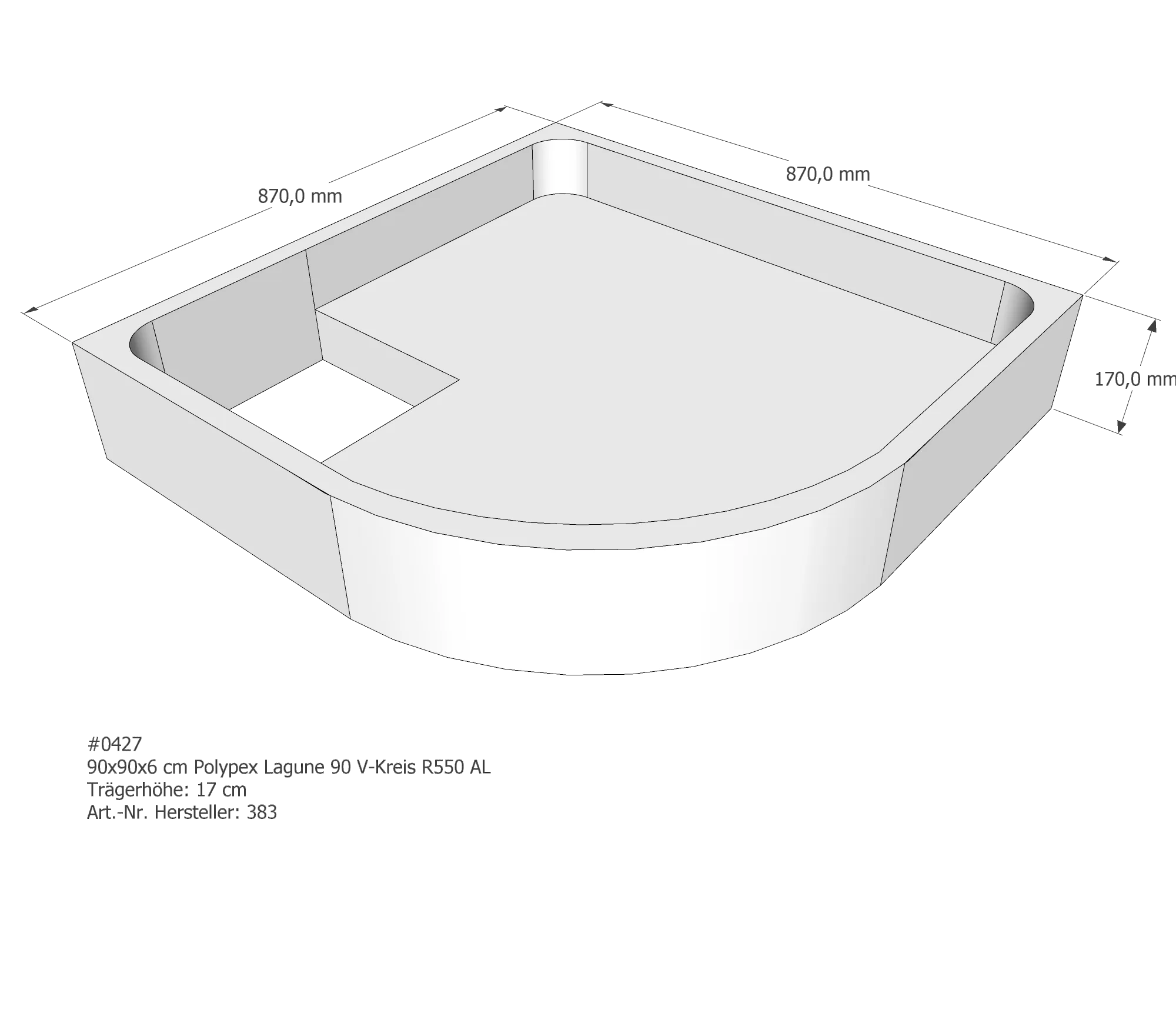 Duschwannenträger für Polypex Lagune 90 90 × 90 × 6 cm Duschwannenträger für Polypex Lagune 90 90 × 90 × 6 cm