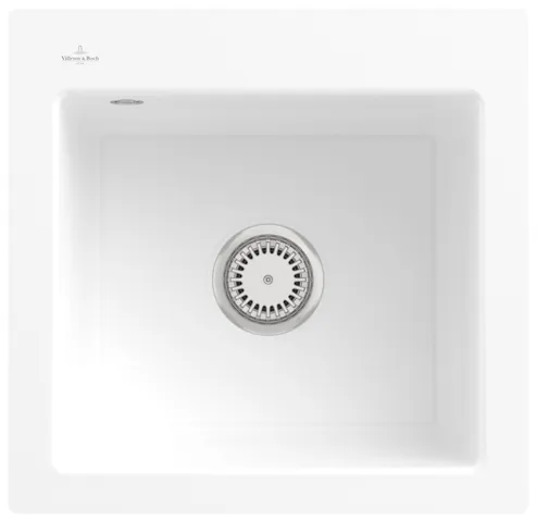 Villeroy & Boch flächenbündiges Küchenspülbecken „Subway“ 50 S flat 490 × 475 × 220 mm, für Becken mittig in Weiß Alpin