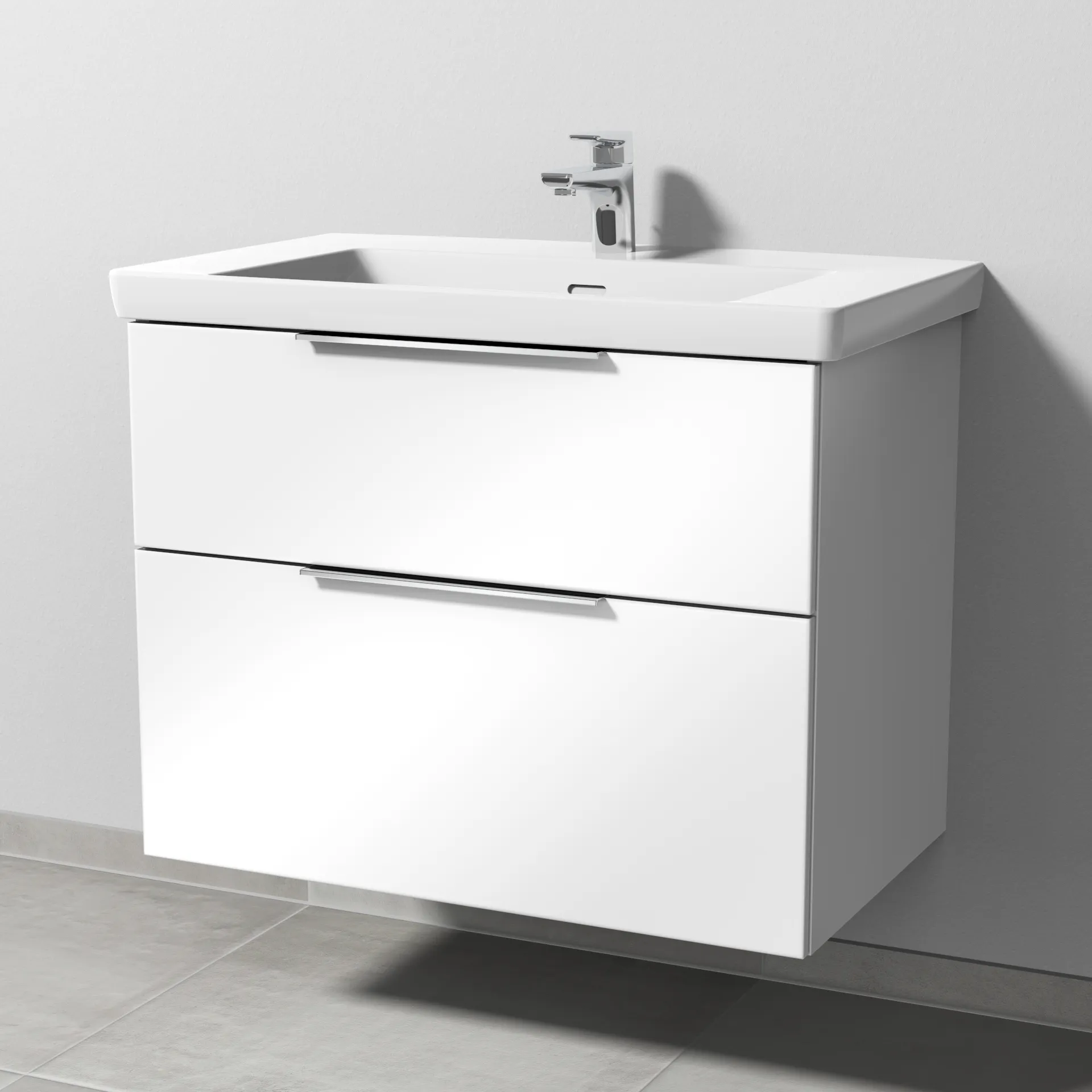 Sanipa Waschtischunterschrank „3way“ 755 × 588 × 462 mm in Weiß (glanz), Becken mittig