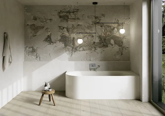 Bette BetteLux Oval V Silhouette Badewanne, Eck, Sonderform, 1950 x 950 mm, 575 mm Randhöhe, 2-Sitzer, Schürzenwanne, glasierter Titan-Stahl, Pergamon
