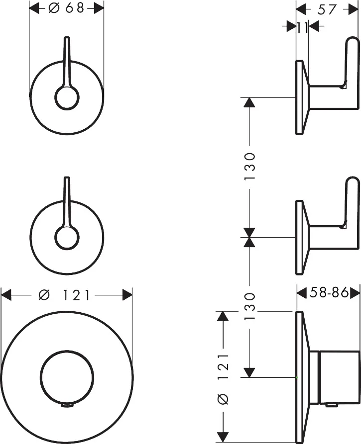 AXOR One Thermostatmodul Unterputz für 2 Verbraucher mit Hebelgriff, Chrom