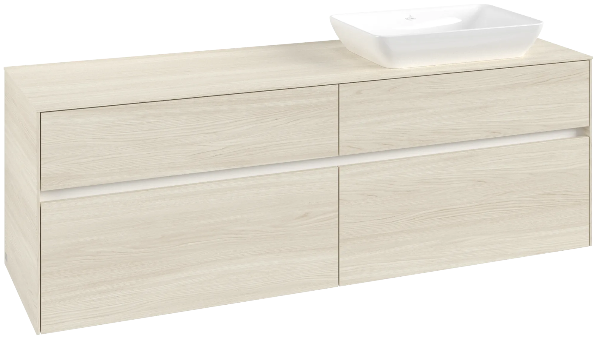 Villeroy & Boch Waschtischunterschrank „Collaro“ 1600 × 548 × 500 mm White Oak, ohne Beleuchtung, für Becken rechts Villeroy & Boch Waschtischunterschrank „Collaro“ 1600 × 548 × 500 mm White Oak, ohne Beleuchtung, für Becken rechts