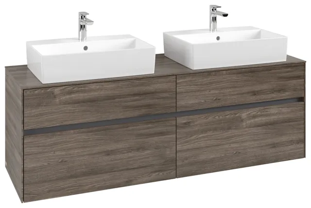 Villeroy & Boch Waschtischunterschrank „Collaro“ 1600 × 548 × 500 mm Stone Oak, ohne Beleuchtung, für links und rechts
