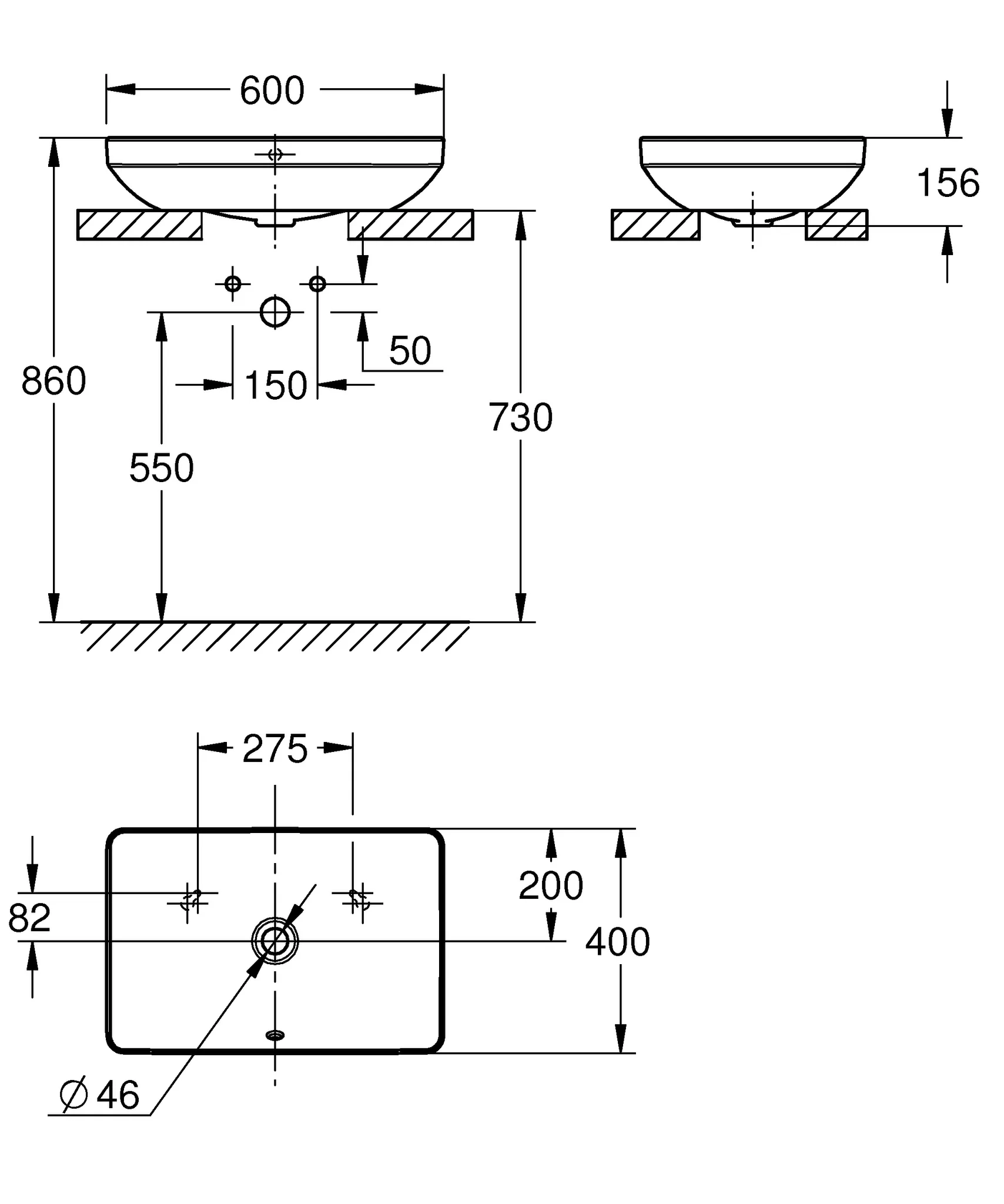 Grohe Aufsatzschale Euro Keramik 102434, 60cm ohne Hahnloch m. Überlauf alpinweiß Grohe Aufsatzschale Euro Keramik 102434, 60cm ohne Hahnloch m. Überlauf alpinweiß