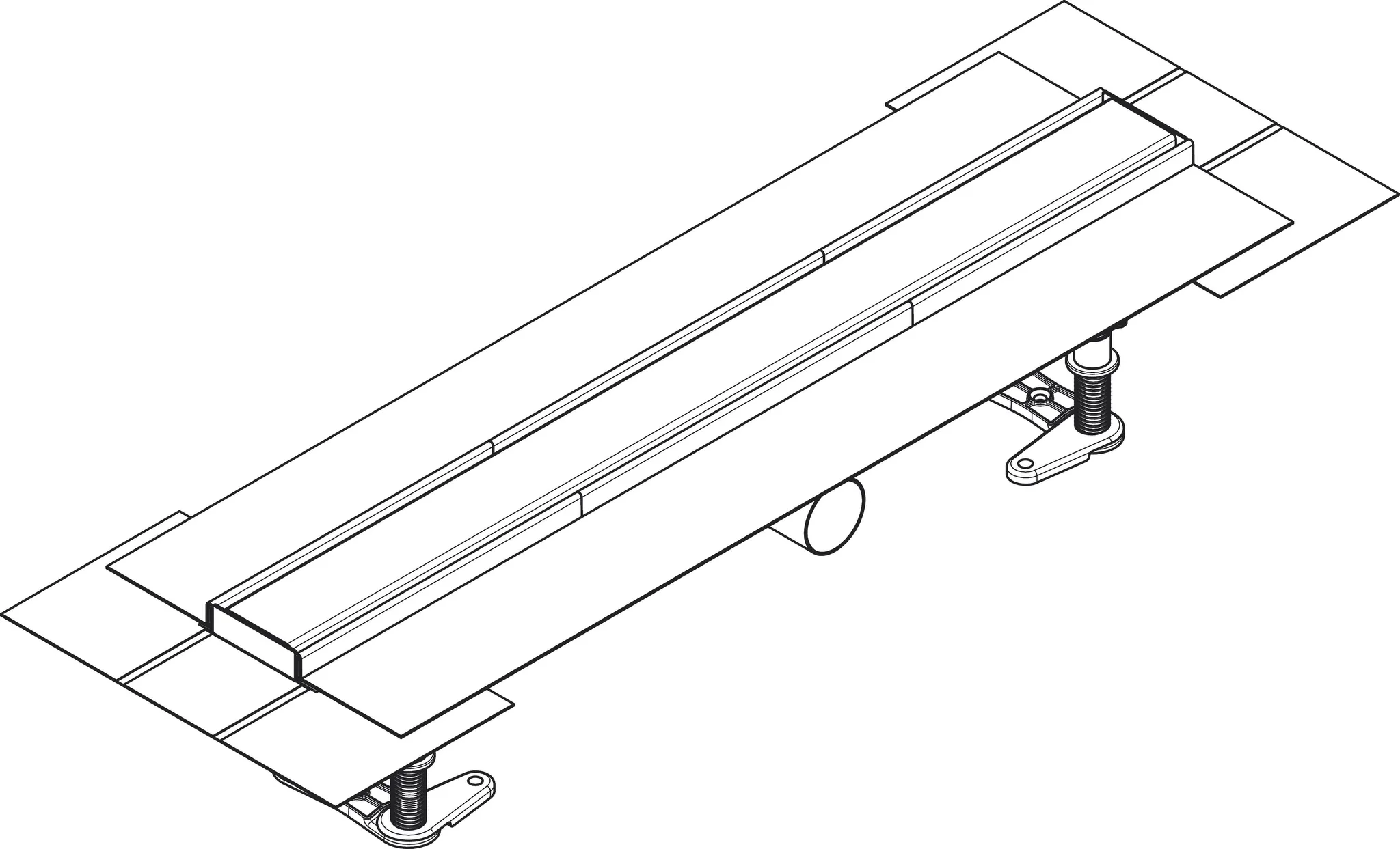 RainDrain Compact Komplettset Duschrinne 600 für flache Installation Edelstahl gebürstet