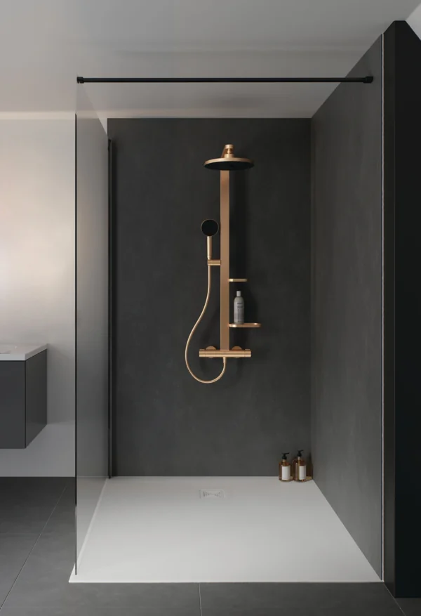 Ideal Standard Ceratherm Alu+ Duschsystem mit Brausethermostat, Bronze, Aufputz, 2 Strahlarten Hand- und Kopfbrause