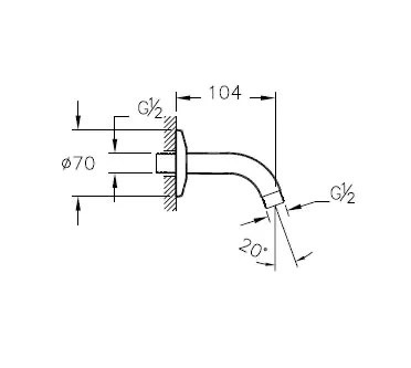VitrA Origin Wandarm für Duschkopf mit 90 Grad Bogen Länge 10 cm, G ½″, Schwarz Matt