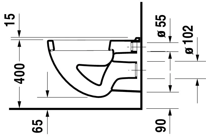 Wand-Flachspül-WC „D-Code“ 35,5 × 35 × 54 cm mit HygieneGlaze, mit Spülrand