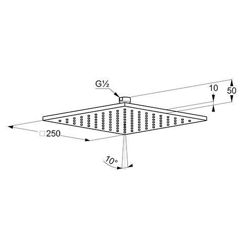 A-QA Tellerkopfbrause eckig 250 mm flache Ausführung chrom