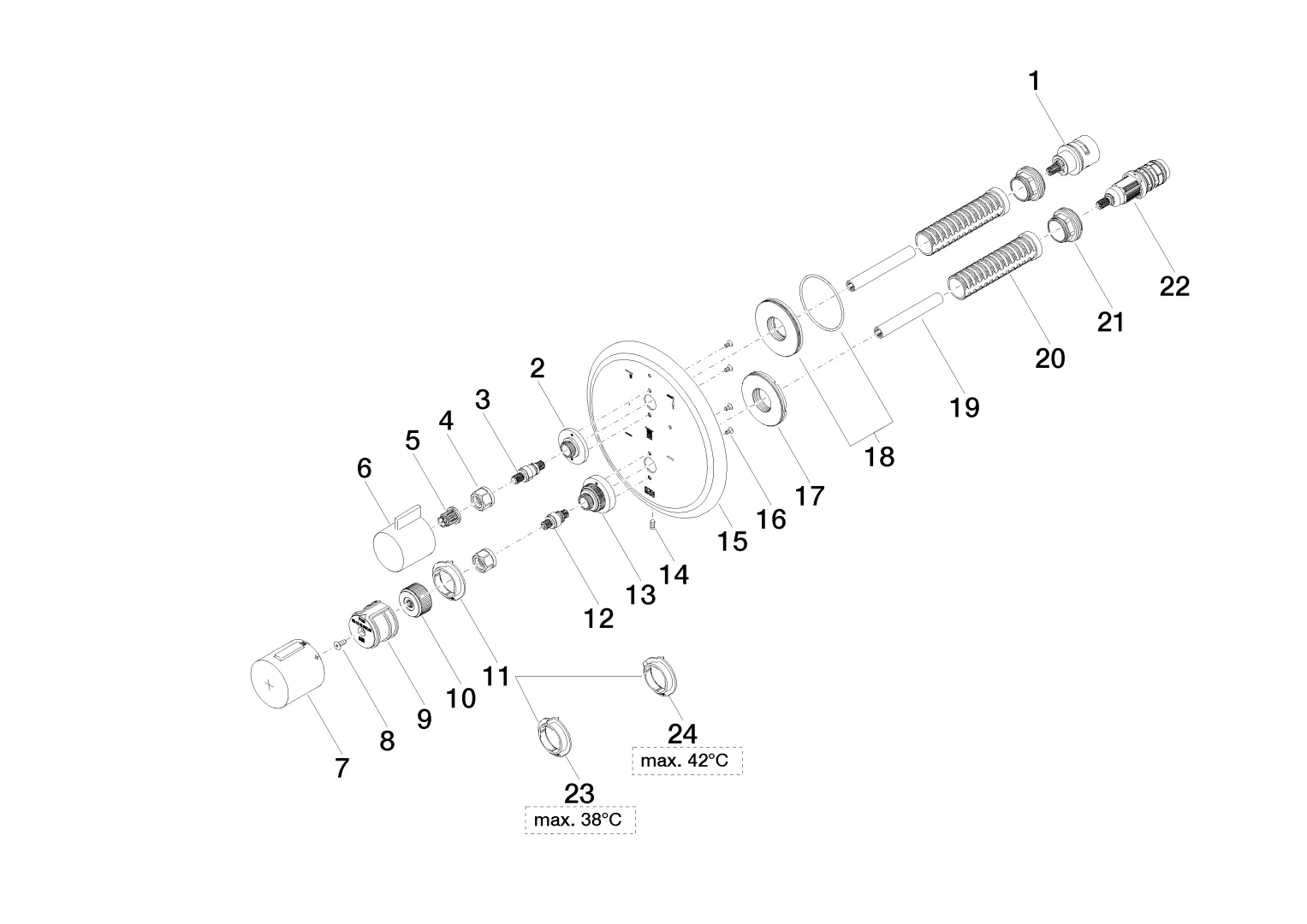 UP-Thermostat mit Dreiwege-Mengenregulierung MADISON Chrom 36427977 UP-Thermostat mit Dreiwege-Mengenregulierung MADISON Chrom 36427977