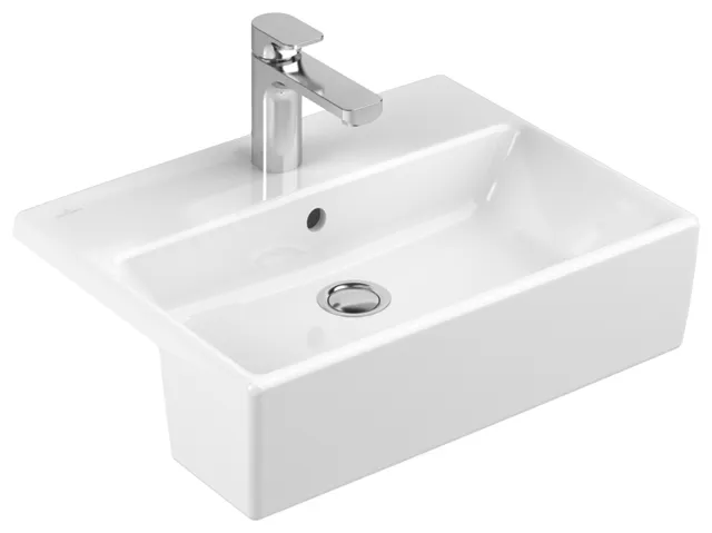 Villeroy & Boch Vorbauwaschbecken „Memento“ 550 × 420 × 160 mm, mit Hahnlochbohrung, Hahnlochposition mittig in Weiß Alpin Villeroy & Boch Vorbauwaschbecken „Memento“ 550 × 420 × 160 mm, mit Hahnlochbohrung, Hahnlochposition mittig in Weiß Alpin