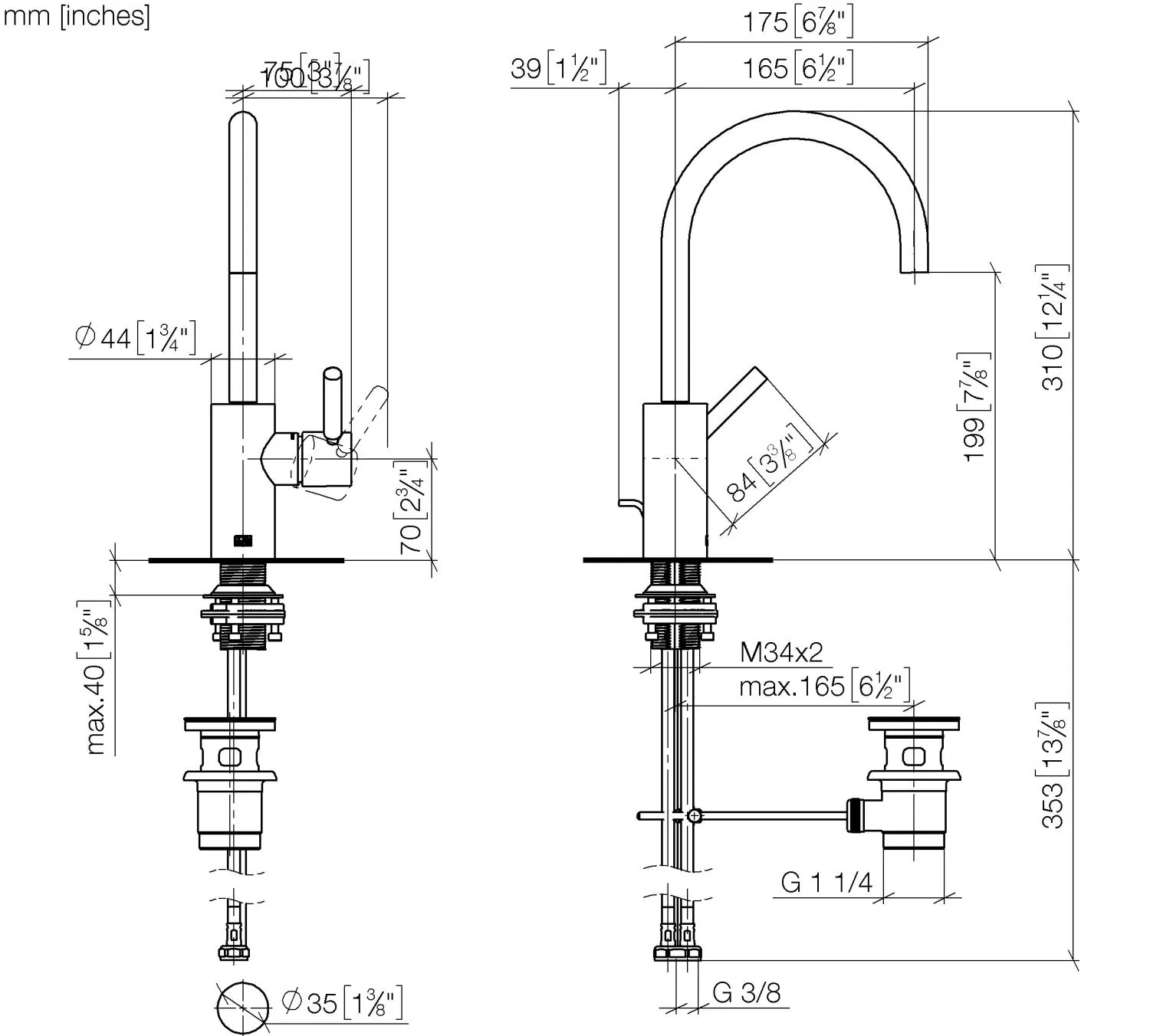 Dornbracht META Waschtisch-Einhandbatterie mit Ablaufgarnitur Light Gold gebürstet Dornbracht META Waschtisch-Einhandbatterie mit Ablaufgarnitur Light Gold gebürstet
