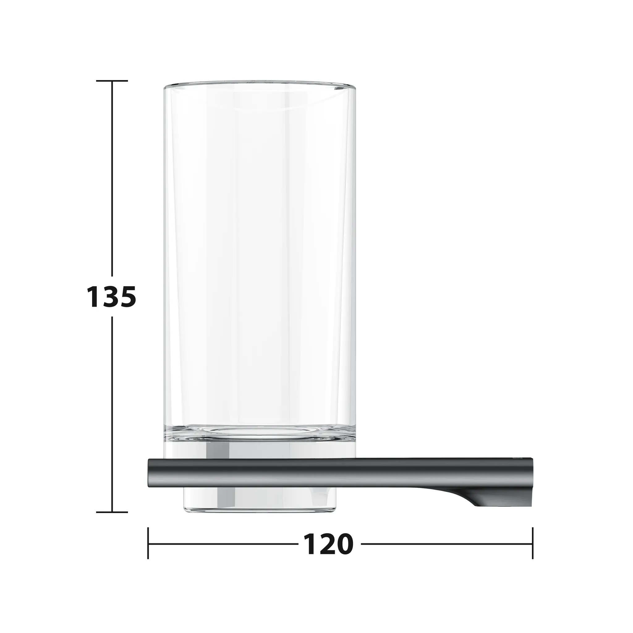Edition 400 11550139000 Glashalter mit Echtkristall-Glas Schwarzchrom gebürstet