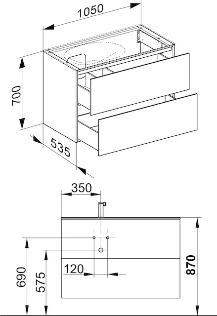 KEUCO Waschtischunterschrank mit Auszügen „Edition 11“ Anthrazit (Glas), Anthrazit (Lack, seidenmatt), Becken links, ohne Beleuchtung 1050 × 700 × 535 mm KEUCO Waschtischunterschrank mit Auszügen „Edition 11“ Anthrazit (Glas), Anthrazit (Lack, seidenmatt), Becken links, ohne Beleuchtung 1050 × 700 × 535 mm