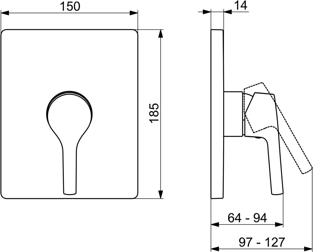 HA Einhebelmischer Fertigset für Brause-Batterie HANSAPALENO 8051 Rosette eckig Chrom
