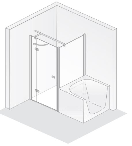 HSK teilgerahmte verkürzte Seitenwand neben der Badewanne „Premium Softcube“ Glas Klar hell, für 750 mm, H: 1750 mm