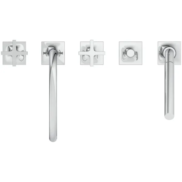 Ideal Standard Joy Neo Armaturen, 5-Loch-Badearmatur Wannenrand, Stick-Handbrause Kreuzgriffe Chrom Ideal Standard Joy Neo Armaturen, 5-Loch-Badearmatur Wannenrand, Stick-Handbrause Kreuzgriffe Chrom