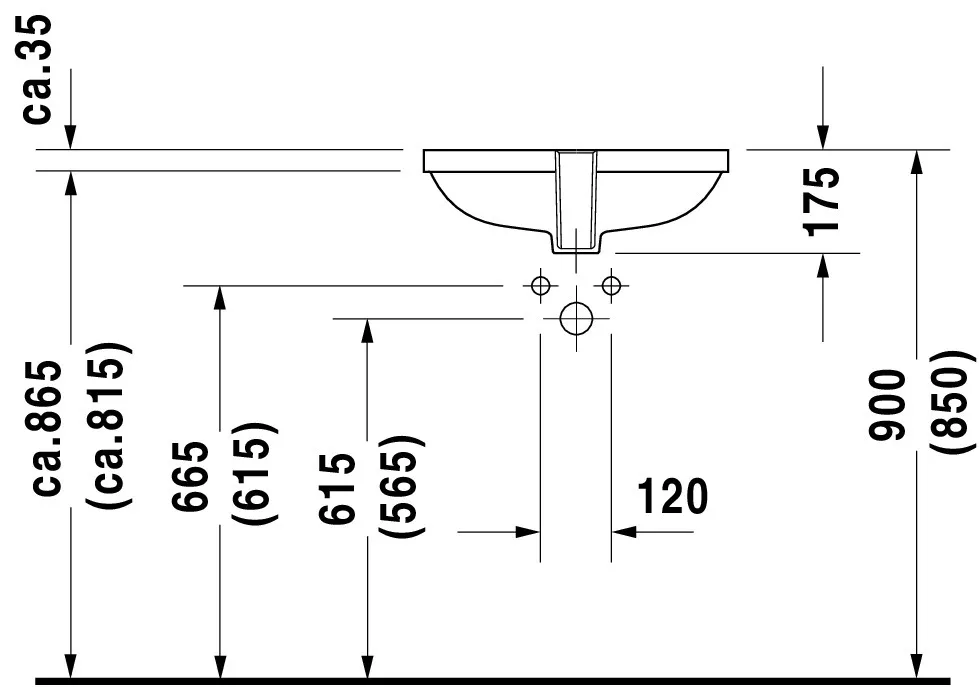 Unterbauwaschtisch „D-Code“, Form rechteckig 49,5 × 29 cm 