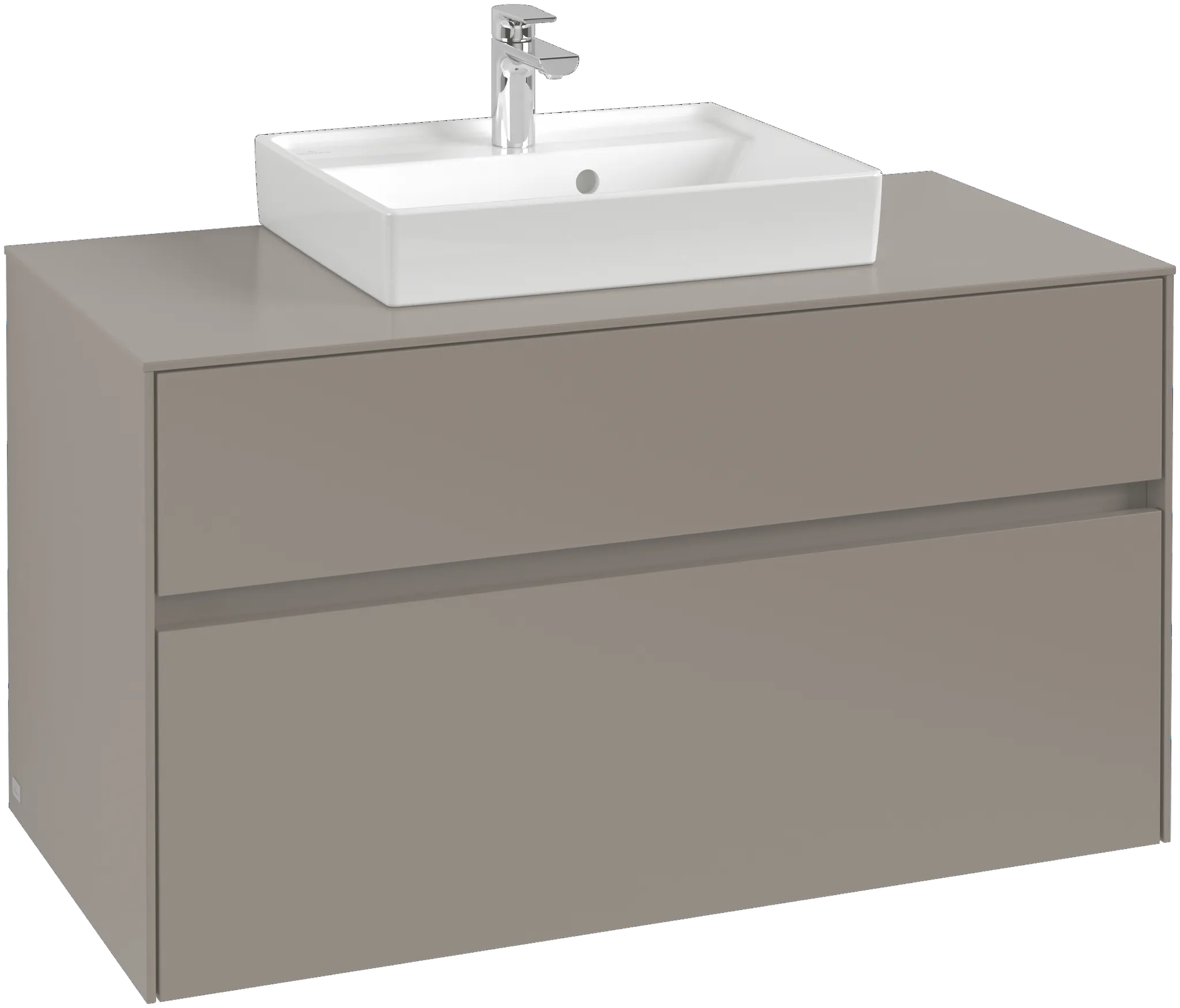 Villeroy & Boch Waschtischunterschrank „Collaro“ 1000 × 548 × 500 mm Glossy Grey, ohne Beleuchtung, für Becken mittig