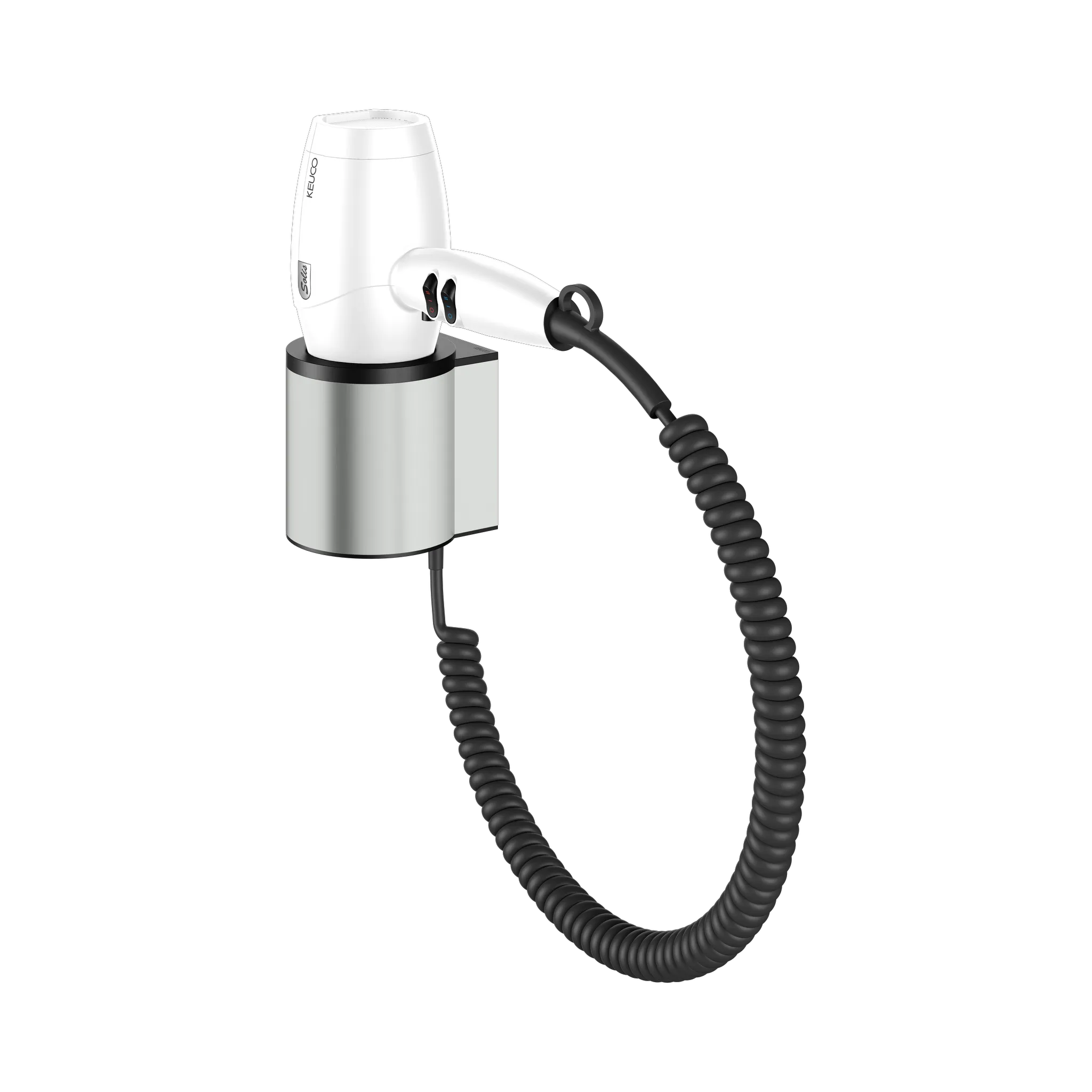 KEUCO Haartrockner mit Wandhalterung Edelstahl-finish/weiß