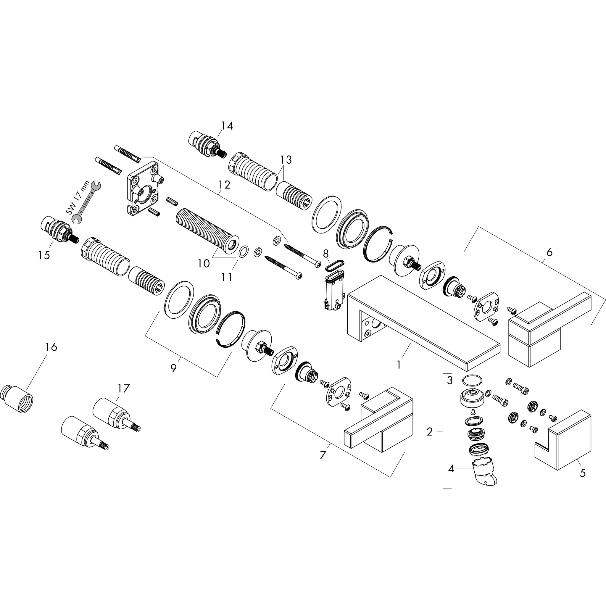 Hansgrohe AXOR Edge 3-Loch Waschtischarmatur Unterputz, Chrom Hansgrohe AXOR Edge 3-Loch Waschtischarmatur Unterputz, Chrom