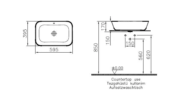 VitrA Geo Aufsatzschale rechteckig 60 x 40 cm ohne Hahnloch mit Überlaufloch mittig Weiß Hochglanz VitrA Geo Aufsatzschale rechteckig 60 x 40 cm ohne Hahnloch mit Überlaufloch mittig Weiß Hochglanz