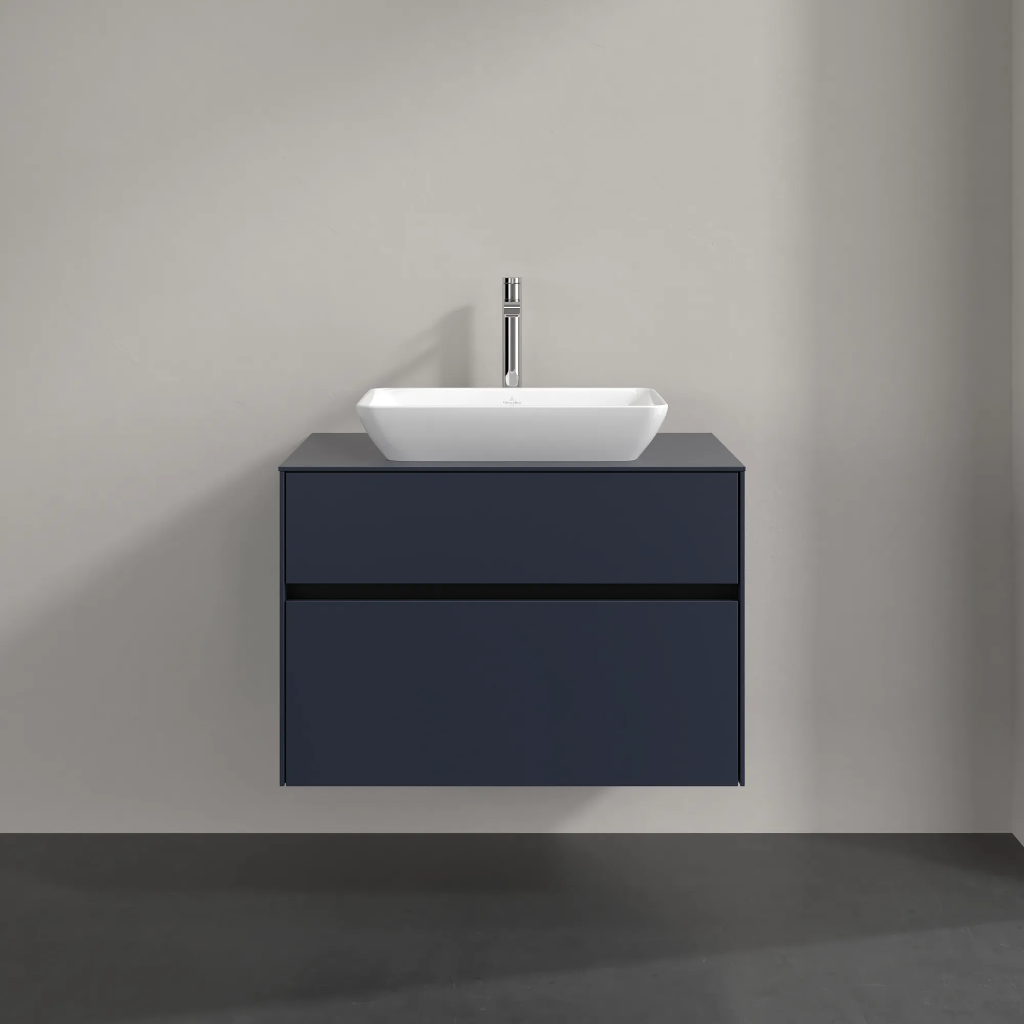 Villeroy & Boch Waschbeckenunterschrank Collaro C10800, Eckig, Marine Blue, 800x548x500 mm, mit SoftClosing, 2 Auszüge
