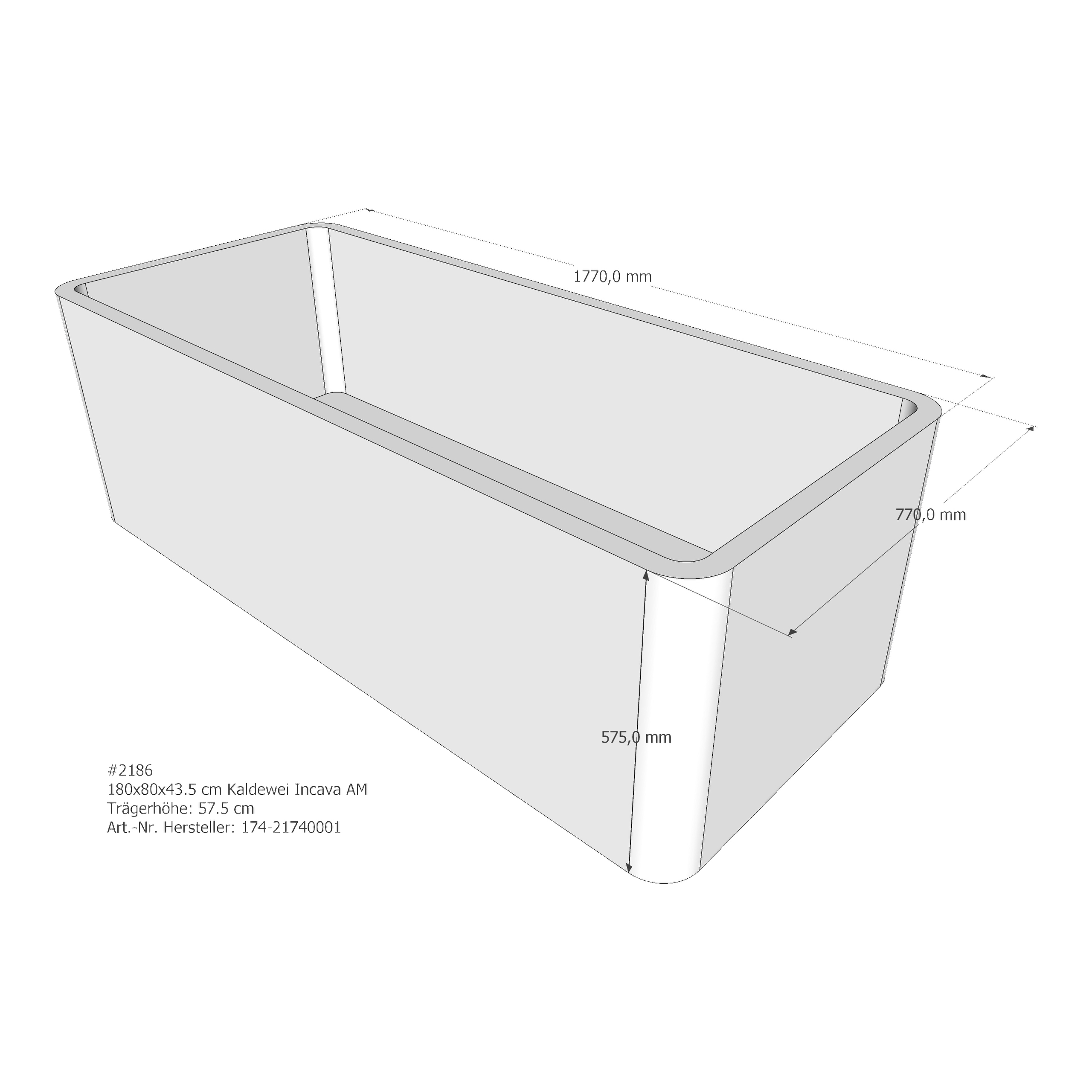 Badewannenträger für Kaldewei Incava 180 × 80 × 43,5 cm