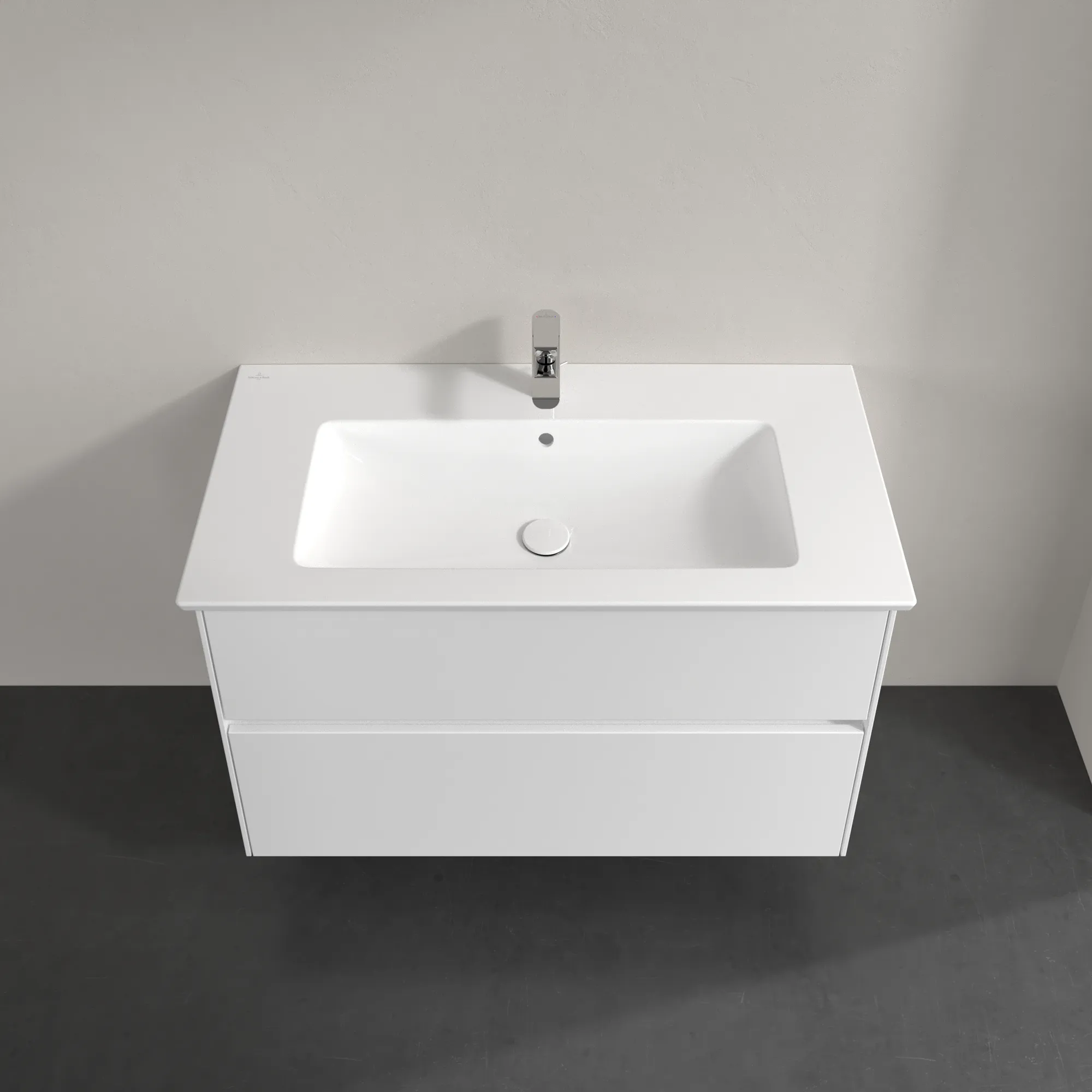 Villeroy & Boch Waschtischunterschrank „Collaro“ 961 × 610 × 480 mm Weiß Matt, ohne Beleuchtung, für Becken mittig