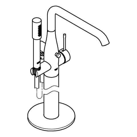 Einhand-Wannenbatterie Essence 25248_1, Bodenmontage, Fertigmontageset für 45 984, Ausladung 277 mm, eigensicher, Professional Edition, chrom Einhand-Wannenbatterie Essence 25248_1, Bodenmontage, Fertigmontageset für 45 984, Ausladung 277 mm, eigensicher, Professional Edition, chrom