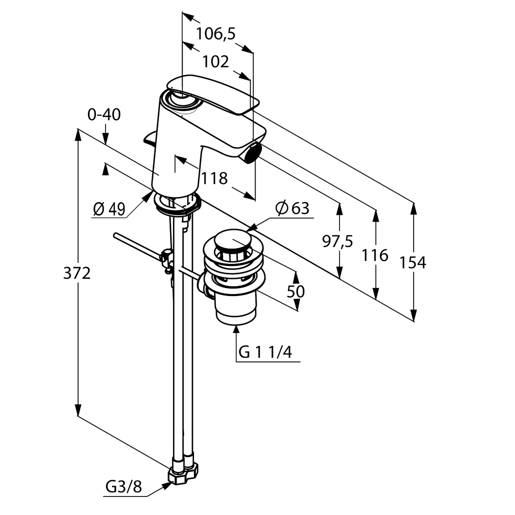 BALANCE Bidet-EHM DN 15 schwarzmatt/chrom